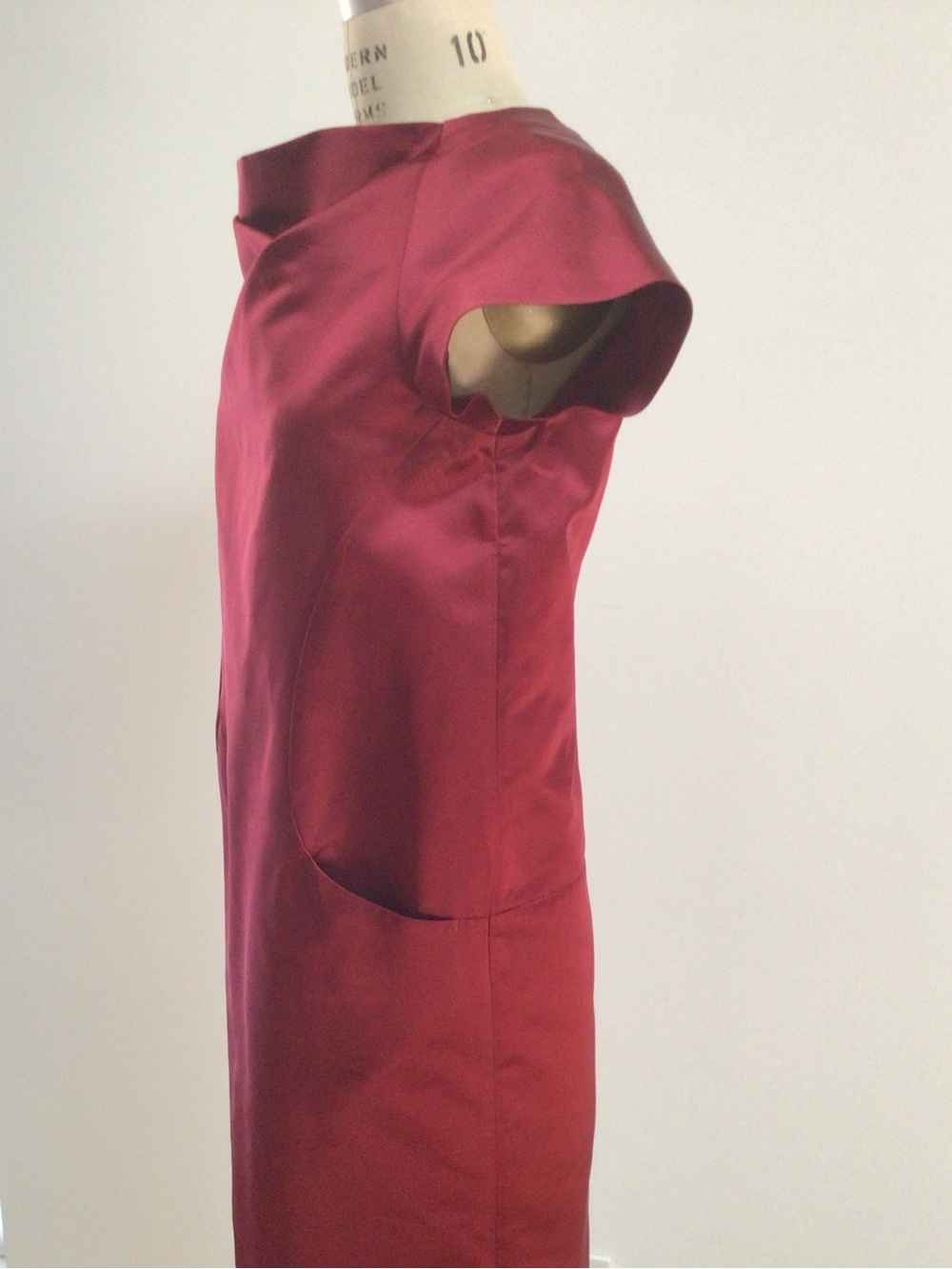 Moschino Garnet Silk Midi Dress with Draped Neck - Picture 3 of 12